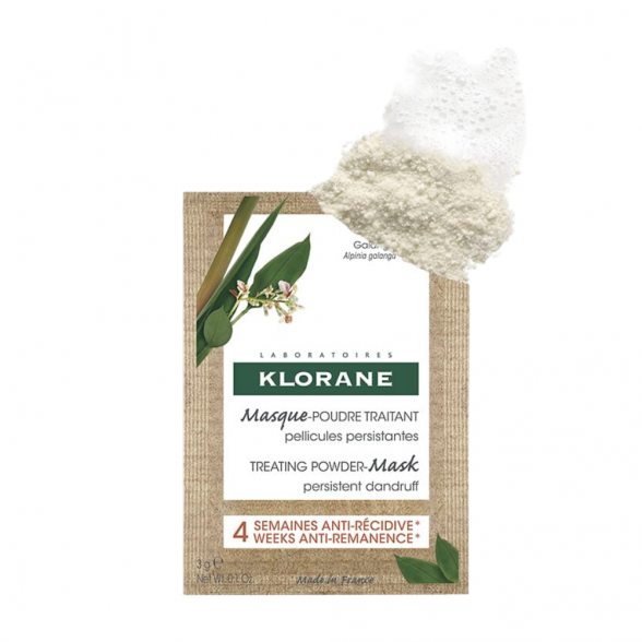 Klorane Treating Powder Mask with Galangal for Persistent Dandruff 8 Sachets 3g 1